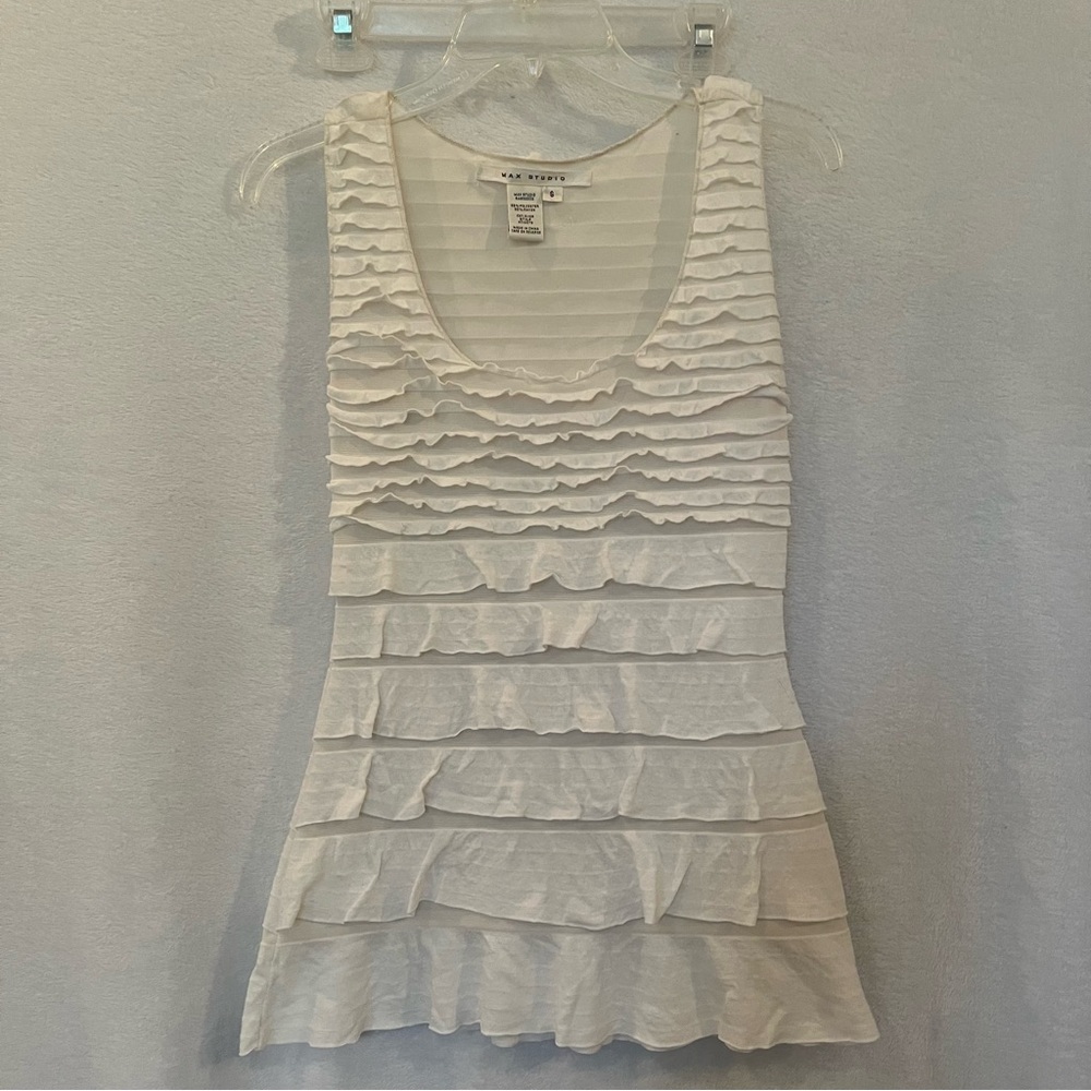 Max Studio White Layered Tank Top